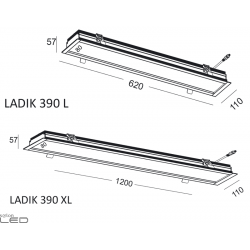 ELKIM LADIK 390 LED recessed 62cm, 120cm white, black