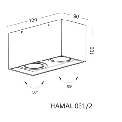 ELKIM HAMAL 031/2 oprawa sufitowa biała, czarna 230V