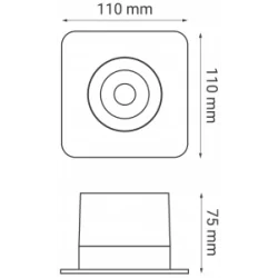 OXYLED GRIG SQUARE recessed lamp with LED 8W