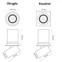 OXYLED DELLE podtynkowy kwadrat/okrągła LED 6W