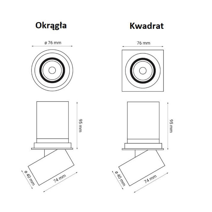 OXYLED DELLE podtynkowy kwadrat/okrągła LED 6W