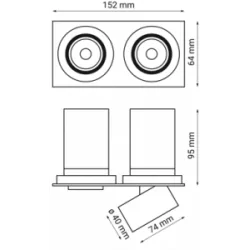 OXYLED DELLE DUE 2x6W recessed square LAMP LED