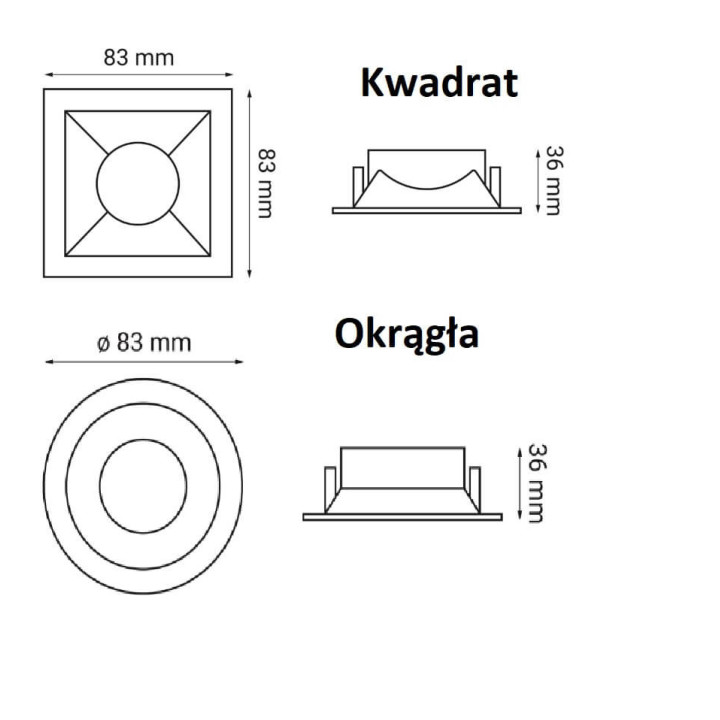 OXYLED CROSTI PERO SQ/RO oprawa podtynkowa GU10 230V