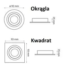 OXYLED CROSTI MODI SQ/RO oprawa podtynkowa GU10 230V