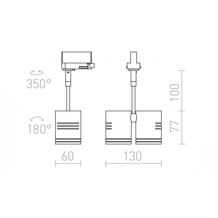REDLUX Beeba II 3-phase 2xGU10 spotlight