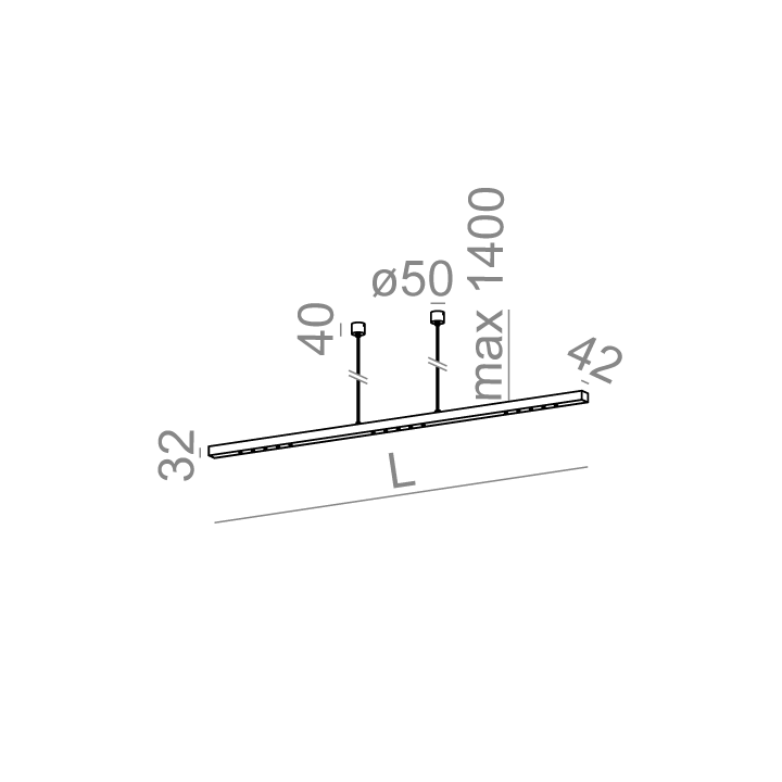 AQFORM LENS LINE section LED suspended