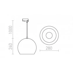 REDLUX Aston Hanging lamp for 3-phase track E27