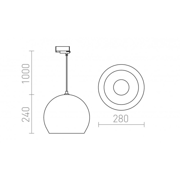 REDLUX Aston Hanging lamp for 3-phase track E27