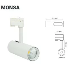 Track Light MONSA white, black LED 16W