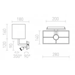 REDLUX Plaza Wall lamp E27 + LED spotlight