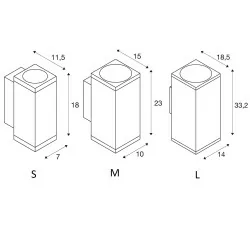 SLV Enola square Up-Down S, M, L 100341 outdoor wall lamp