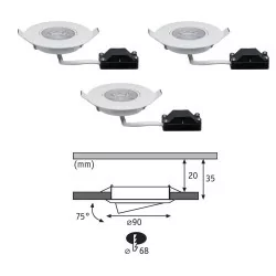 LED recessed lamp set of 3 swivel 3x5W 3000K White adjustable 230V