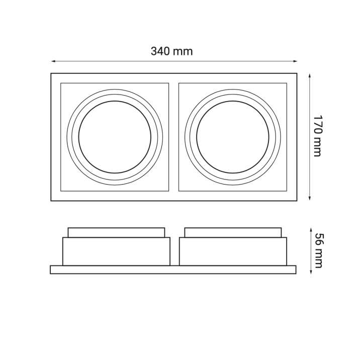 OXYLED CROSTI LANA SQ DUE 12V/230V recessed lamp