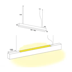 Lampa wisząca ELKIM LUPINUS/Z SQ LED góra dół 60-300cm