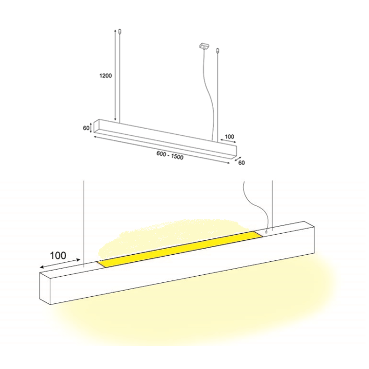 Suspended lamp ELKIM LUPINUS/Z up/down LED 60-300cm