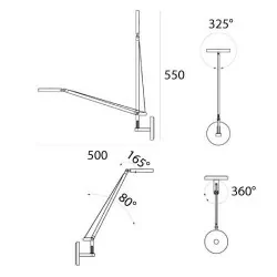 Artemide Demetra Micro wall light grey, black, white