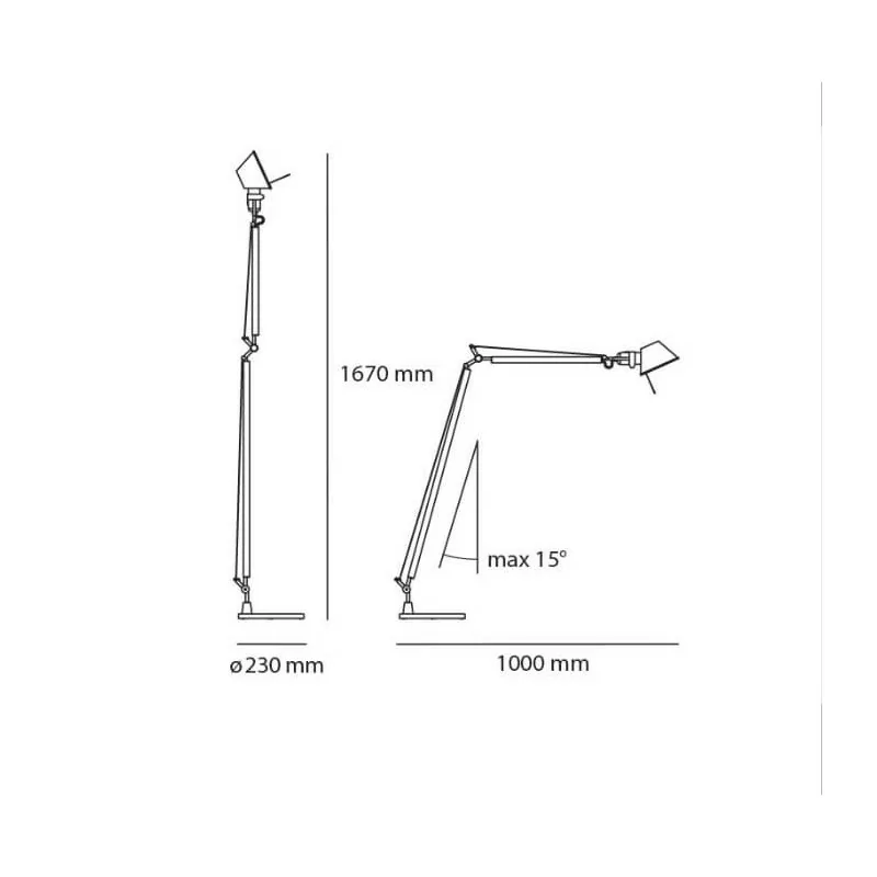 Artemide Tolomeo Reading floor A0139 podłogowa 167cm alu, czarna