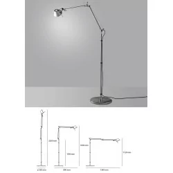 Artemide Tolomeo Floor 226cm E27 white, alu, black