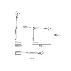 Artemide Tolomeo Table A0059 szary, biały, czarny E27