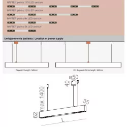 AQFORM RAFTER points LED section suspended