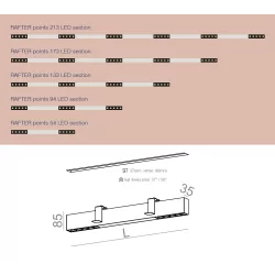 AQFORM RAFTER points LED section recessed 54-213cm