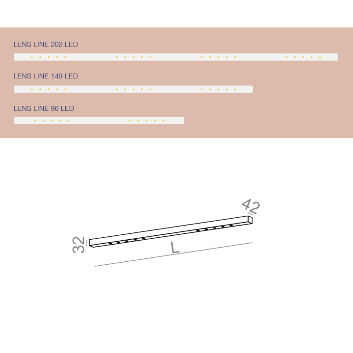 AQFORM LENS LINE section LED natynkowy 96cm-202cm