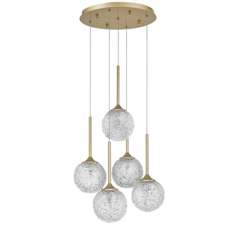 LUCES PASTO LE41740 gold pendant lamp transparent balls 5xG9