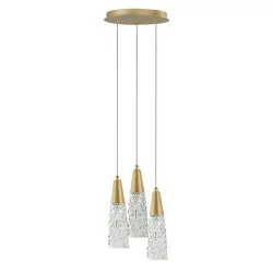 LUCES PENCO LE41743 pendant lamp gold 3 glass cones 3xG9