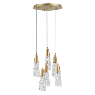 LUCES PENCO LE41744 złota lampa wisząca szklane stożki 5xG9