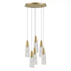 LUCES PENCO LE41744 gold pendant lamp glass cones 5xG9