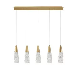 LUCES PENCO LE41745 lampa wisząca złota listwa 5xG9 szklane stożki