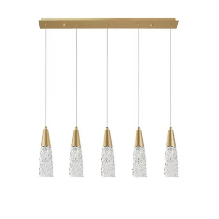 LUCES PENCO LE41745 pendant lamp gold strip 5xG9 glass cones