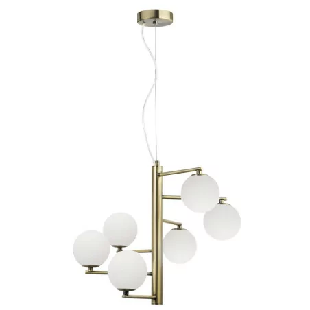 LUCES TALCA LE41793 hanging antique brass 6xG9 white balls