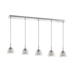 LUCES YOPAL LE41837 lampa wisząca chrom szklane klosze 5xG9