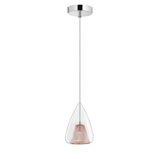 LUCES YUMBO LE41838 lampa wisząca chrom+szkło+r&oacute;żowe złoto