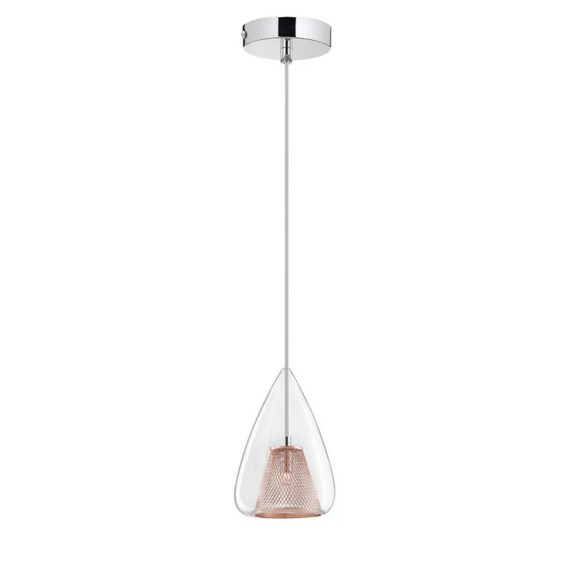 LUCES YUMBO LE41838 pendant lamp chrome + glass + rose gold