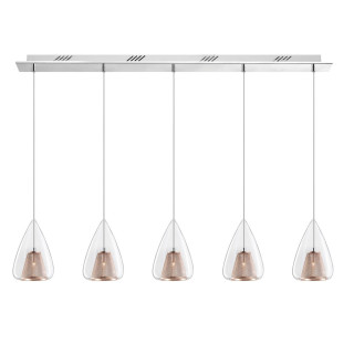 LUCES YUMBO LE41840 lampa wisząca chrom + szkło + r&oacute;żowe złoto 5xG9