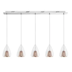 LUCES YUMBO LE41840 pendant lamp chrome + glass + rose gold 5xG9