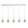 LUCES YUMBO LE41840 lampa wisząca chrom + szkło + różowe złoto 5xG9