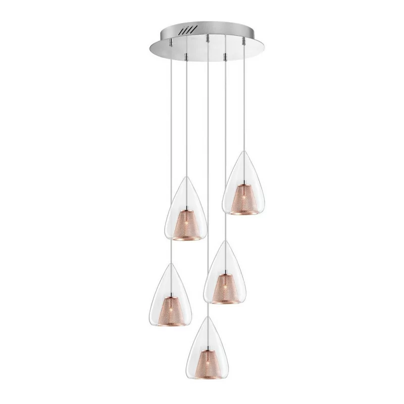 LUCES YUMBO LE41841 pendant lamp glass + rose gold 5xG9