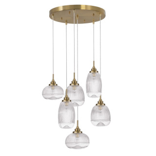 LUCES AHIGAL LE41848 efektowna złota lampa wisząca 6xE14 LED