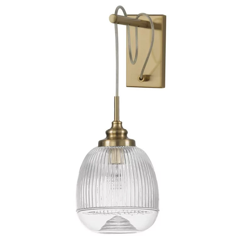 LUCES AHIGAL LE41849 gold wall lamp, glass shade