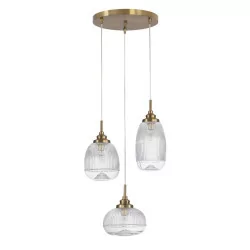 LUCES AHIGAL LE41853 gold hanging vintage glass lampshades 3xE14