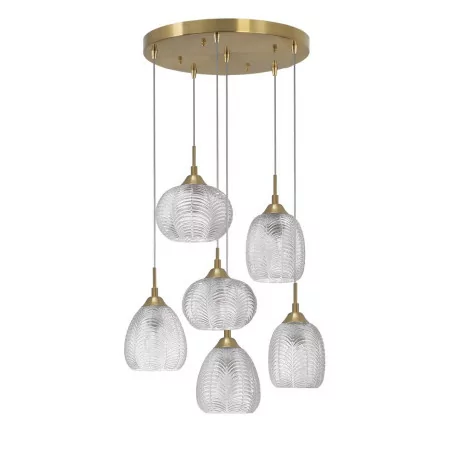 LUCES ALCALA LE41855 lampa wisząca vintage 6xE27 złoto + szkło