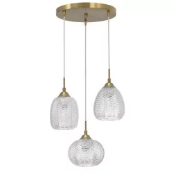 LUCES ALCALA LE41857 wisząca lampa vintage 3xE27 złoty + szkło