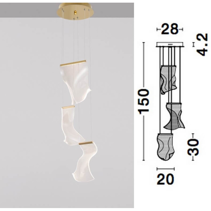 LUCES CALI LE41372 lampa wisząca LED 16W złota + akryl