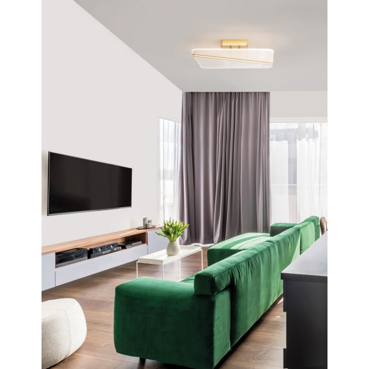 LUCES CHIA LE41377/8 złoty plafon LED kwadratowy 32cm, 50cm