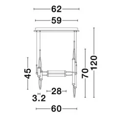 LUCES GOYA LE41397 gold pendant lamp LED 54W 60cm wide