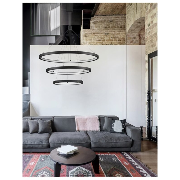 LUCES IRUN LE41410 potr&oacute;jna lampa wisząca ringi LED czarna