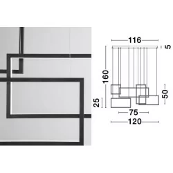 LUCES LEPE LE41433 nowoczesna czarna lampa wisząca LED 80W 120cm